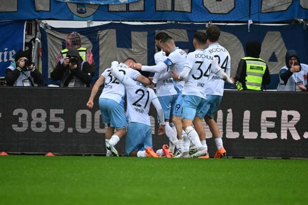 25.10.2025, Fußball, Herren, 2.BL (2. Bundesliga), Saison 2025 2026, Holstein Kiel - VfL Bochum, 10. Spieltag Torjubel Bochum - 0:1 durch Francis Onyeka Kiel, Holstein-Stadion Holstein-Stadion Schleswig-Holstein Deutschland