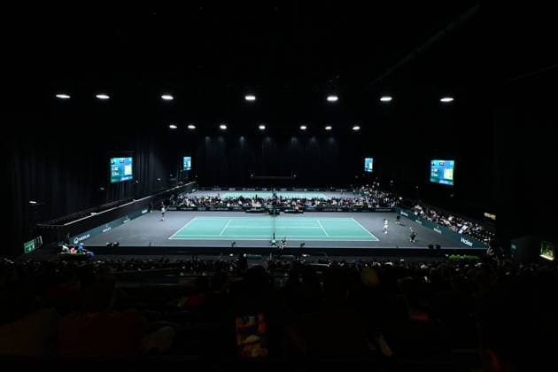 TENNIS : Rolex Paris Masters - Paris - 25 10 2025 A general view inside the stadium prior the Rolex Paris Masters at Paris La Defense Arena on October 25, 2025 in Nanterre, France. (Photo by Federico Pestellini PSNewz ) ParisFrance  Copyright: xFedericoxPestellinix
