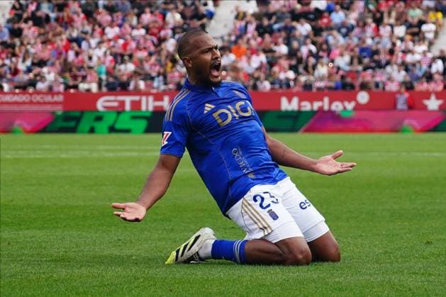 ESP: Girona FC v Real Oviedo. Liga match 2025-2026, Date 10 Salomon Rondon of Real Oviedo celebrates after scoring the 0-2 during the La Liga match 2025-2026, date 10 between Girona FC and Real Oviedo played at Montilivi Stadium on October 25, 2025 in Girona, Spain. kpng Copyright: xBaguxBlancox xPRESSINx PS_251025_GIR_OVI_2425_261
