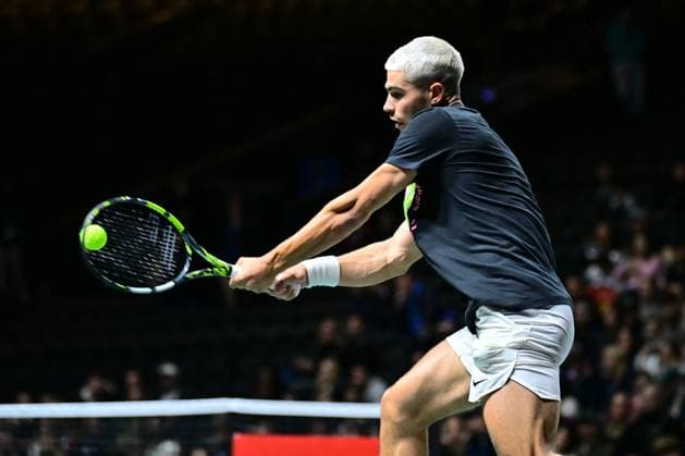 TENNIS : Rolex Paris Masters - Paris - 25 10 2025 Carlos Alcaraz ( Spain ) training during the Rolex Paris Masters at Paris La Defense Arena on October 25, 2025 in Nanterre, France. (Photo by Federico Pestellini PSNewz ) ParisFrance  Copyright: xFedericoxPestellinix