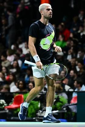 TENNIS : Rolex Paris Masters - Paris - 25 10 2025 Carlos Alcaraz ( Spain ) training during the Rolex Paris Masters at Paris La Defense Arena on October 25, 2025 in Nanterre, France. (Photo by Federico Pestellini PSNewz ) ParisFrance  Copyright: xFedericoxPestellinix