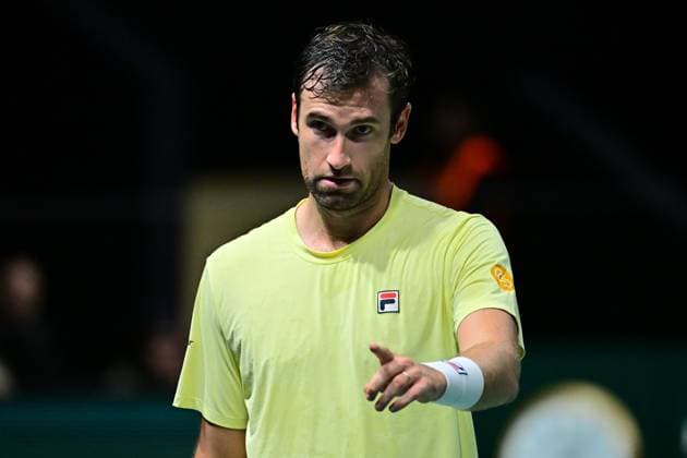 TENNIS : Rolex Paris Masters - Paris - 25 10 2025 Quentin Halys ( France ) reacts during the Rolex Paris Masters at Paris La Defense Arena on October 25, 2025 in Nanterre, France. (Photo by Federico Pestellini PSNewz ) ParisFrance  Copyright: xFedericoxPestellinix