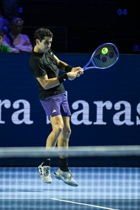 25th October 2025; St. Jakobshalle, Basel, Switzerland; 2025 ATP, Tennis Herren Swiss Indoor Tennis Day 7; Jaume Munar (ESP)in action during the match against Joao Fonseca (BRA) in the semi finals  DavidxEmm