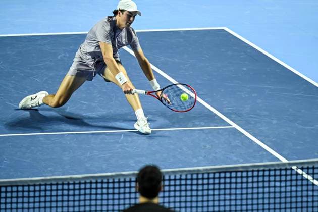 25th October 2025; St. Jakobshalle, Basel, Switzerland; 2025 ATP, Tennis Herren Swiss Indoor Tennis Day 7; Joao Fonseca (BRA) in action during the match against Jaume Munar (ESP) in the semi finals  DavidxEmm