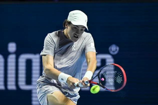25th October 2025; St. Jakobshalle, Basel, Switzerland; 2025 ATP, Tennis Herren Swiss Indoor Tennis Day 7; Joao Fonseca (BRA) in action during the match against Jaume Munar (ESP) in the semi finals  DavidxEmm