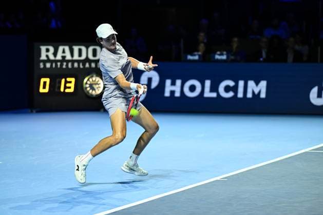25th October 2025; St. Jakobshalle, Basel, Switzerland; 2025 ATP, Tennis Herren Swiss Indoor Tennis Day 7; Joao Fonseca (BRA) in action during the match against Jaume Munar (ESP) in the semi finals  DavidxEmm