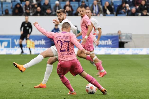 25.10.2025, xtvx, Fussball 1.Bundesliga, TSG 1899 Hoffenheim - 1.FC Heidenheim v.l. Goal scored, Tor zum 3:0 Andrej Kramaric (TSG 1899 Hoffenheim) (DFL DFB REGULATIONS PROHIBIT ANY USE OF PHOTOGRAPHS as IMAGE SEQUENCES and or QUASI-VIDEO) Sinsheim