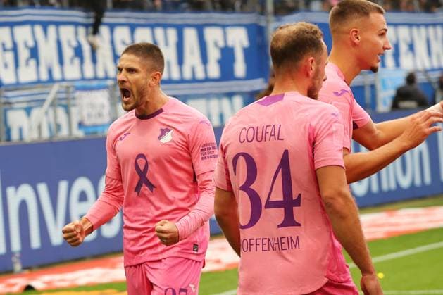 25.10.2025, xtvx, Fussball 1.Bundesliga, TSG 1899 Hoffenheim - 1.FC Heidenheim v.l. Goal scored, Tor zum 3:0 Andrej Kramaric (TSG 1899 Hoffenheim) Torjubel, Goal celebration, celebrate the goal, celebrates scoring (DFL DFB REGULATIONS PROHIBIT ANY USE OF PHOTOGRAPHS as IMAGE SEQUENCES and or QUASI-VIDEO) Sinsheim