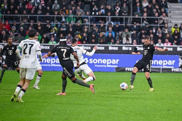 25.10.2025, Fussball, 1. Bundesliga, 8. Spieltag Saison 2025 2026, Borussia Mönchengladbach - FC Bayern München, Joshua Kimmich (FC Bayern München) erzielt das Tor zum 0:1, xRHR-FOTO TKx Copyright: RHR-FOTOx RHR-FOTO TK