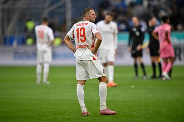 nach Spielende: Jonas Foehrenbach 1. FC Heidenheim 1846 FCH (19) enttaeuscht TSG 1899 Hoffenheim vs 1. FC Heidenheim 1846 FCH 25.10.2025 DFL REGULATIONS PROHIBIT ANY USE OF PHOTOGRAPHS AS IMAGE SEQUENCES AND OR QUASI-VIDEO TSG 1899 Hoffenheim vs 1. FC Heidenheim 1846 FCH
