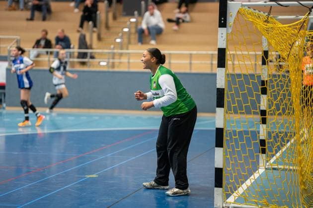 HSG Blomberg-Lippe II vs. Buxtehuder SV II, Handball, 3. Liga Nord, Spieltag 6, 25.10.2025, Saision 2025 2026, Blomberg Louisa Werner (HSG Blomberg-Lippe II, 67) Blomberg Sporthalle an der Ulmenallee Deutschland