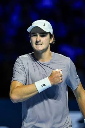 25th October 2025; St. Jakobshalle, Basel, Switzerland; 2025 ATP, Tennis Herren Swiss Indoor Tennis Day 7; Joao Fonseca (BRA) reacts during the match against Jaume Munar (ESP) in the semi finals  DavidxEmm