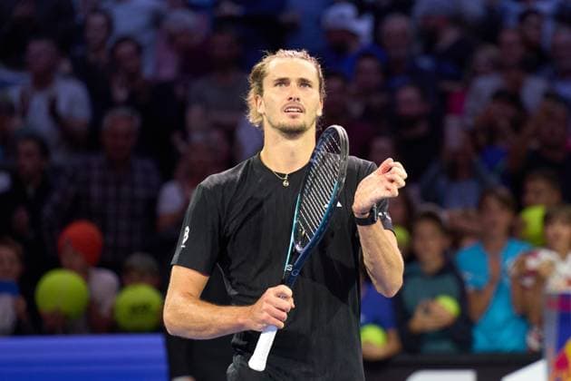 Alexander Zverev of Germany celebrates his Semi-finals win over Lorenzo Musetti of Italy at Erste Bank Open 2025 at Wiener Stadthalle on October 25, 2025 in Vienna, Austria. (Photo by Camilla Stolen, Imago) Vienna Austria Copyright: xCamillaxStolenx L1076179