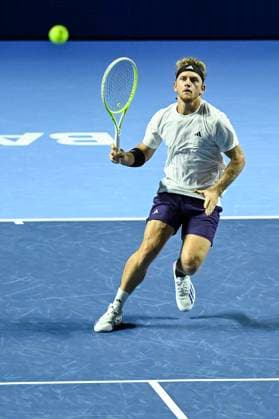 25th October 2025; St. Jakobshalle, Basel, Switzerland; 2025 ATP, Tennis Herren Swiss Indoor Tennis Day 7; Alejandro Davidovich Fokina (ESP) in action during the match against Ugo Humbert (FRA) in the semi finals  DavidxEmm
