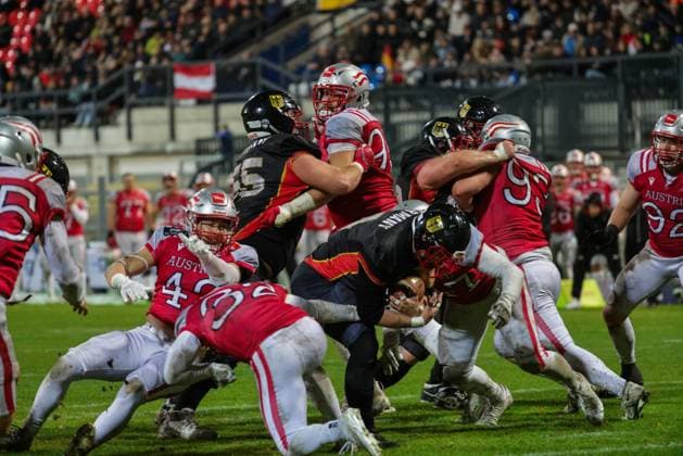 AMERICAN FOOTBALL - IFAF EC, GER vs AUT KREFELD,GERMANY,25.OCT.25 - AMERICAN FOOTBALL - IFAF European Championship, EM, Europameisterschaft Germany vs Austria. Image shows Heiko Bals (GER).  GEPAxpictures xDavidxBitzan