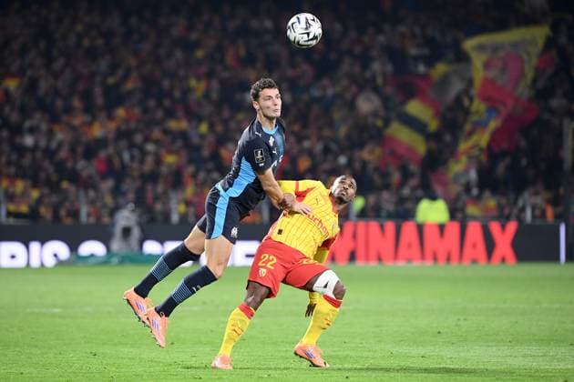 RC Lens v Olympique de Marseille - Ligue 1 McDonald s 2025 2026 28 Benjamin PAVARD (om) - 22 Wesley SAID (rcl) during the Ligue 1 McDonald s match between Lens and Marseille at Stade Bollaert-Delelis on October 25, 2025 in Lens, France. Lens France  Copyright: xFEPx 776348171