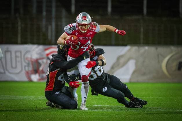 AMERICAN FOOTBALL - IFAF EC, GER vs AUT KREFELD,GERMANY,25.OCT.25 - AMERICAN FOOTBALL - IFAF European Championship, EM, Europameisterschaft Germany vs Austria. Image shows Sandro Platzgummer (AUT).  GEPAxpictures xDavidxBitzan