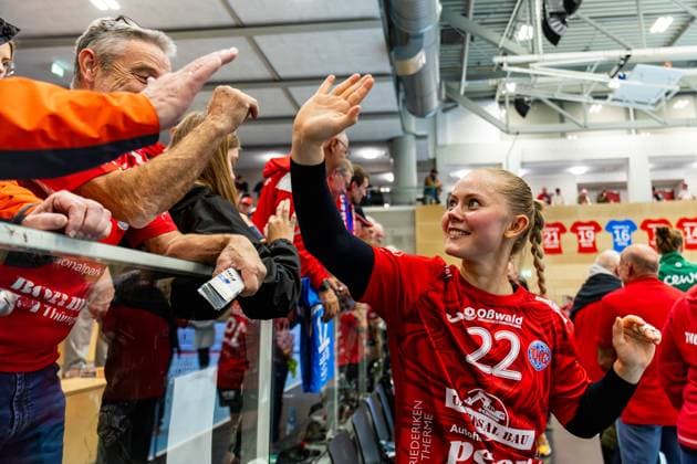 25.10.2025, GER, Handball, Frauen, Saison 2025 2026, Alsco 1.Bl, 6.Spieltag, Thueringer HC - VfL Oldenburg Rikke Hoffbeck Petersen (Thueringer HC,22) 99947 Bad Langensalza Salza Halle Sporthalle Mehrz Thüringen Deutschland