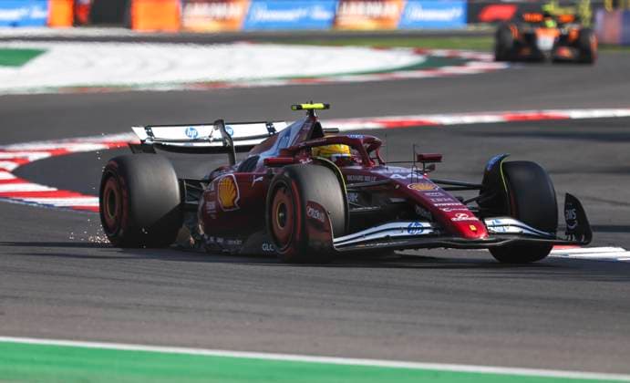 (251026) -- MEXICO CITY, Oct. 26, 2025 -- Ferrari s British driver Lewis Hamilton competes during the qualifying session of the 2025 Formula One Mexico City Grand Prix at the Hermanos Rodriguez Circuit in Mexico City, Mexico, Oct. 25, 2025. (Photo by Xinhua) (SP)MEXICO-MEXICO CITY-F1-GRAND PRIX-QUALIFYING SESSION SongxHaiyuan 