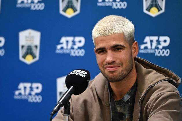 2025 Rolex Paris Masters Carlos Alcaraz (ESP) press conference, PK, Pressekonferenz at the 2025 Rolex Paris Masters at the U Arena in Paris, FRANCE, on October 25, 2025. Photo by Corinne Dubreuil ABACAPRESS.COM Paris France  Copyright: xDubreuilxCorinne ABACAx
