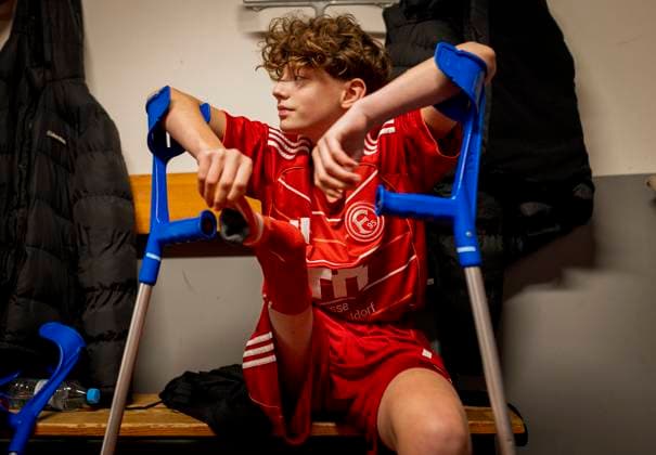 Düsseldorf, Germany. 25h Oct 2025. Elias Tönnes (F95) Fortuna Düsseldorf - BFC Preussen Berlin Deutsche Amputierten Meisterschaft 25.10.2025