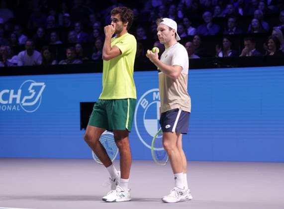 TENNIS - ATP, Tennis Herren Erste Bank Open VIENNA,AUSTRIA,26.OCT.25 - TENNIS - ATP World Tour, Erste Bank Open. Image shows Francisco Cabral (POR) and Lucas Miedler (AUT).  GEPAxpictures xWalterxLuger