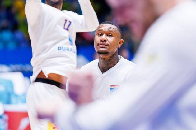 easycredit BBL, Frankfurt Skyliners - Syntainics MBC, 26.10.2025 Charles Callison (SYNTAINICS MBC, 23) beim Warmup vor dem Spiel der easycredit BBL easycredit BBL, Frankfurt Skyliners - Syntainics MBC; am 5. Spieltag der Saison 25 26 in der Süwag Energie ARENA am 26.10.2025 Copyright: xBEAUTIFULxSPORTS Hahnex