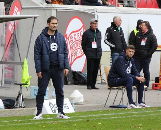 26.10.2025 xmgoodx Offenbach am Main, Sparda-Bank-Hessen Stadion - Stadion Bieberer Berg Regionalliga Saison 2025 2026 Kickers Offenbach (OFC) - SV Eintracht Trier 05 Trainer OFC Kristjan Glibo