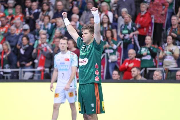 26.10.2025, xgox, Handball - Daikin HBL, TSV Hannover-Burgdorf - SC Magdeburg emspor, v.l. Renars Uscins (Hannover, 10) Jubel, Torjubel, jubelt ueber das Tor, celebrate the goal, celebration Hannover