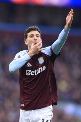 Football - Premier League - Aston Villa v Manchester City 26th October 2025 - Premier League - Aston Villa v Manchester City - Pau Torres of Aston Villa whistles for attention - Photo: Simon Stacpoole Offside. Birmingham UK Copyright: xSimonxStacpoolexOffside