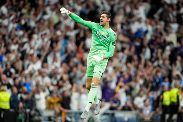 La Ligua - Real Madrid CF V FC Barcelona, Barca Real Madrid CF’s Thibaut Courtois celebrates goal during La Liga matchin Madrid, Spain on October 26, 2025. Photo by Acero ALTERPHOTOS ABACAPRESS.COM Madrid Spain  Copyright: xAcero AlterPhotos ABACAx