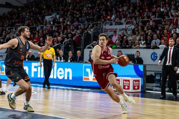 GER, easy-Credit Basketball-Bundesliga, BMA365 Bamberg Baskets - Niners Chemnitz. 26.10.2025, BROSE Arena, Bamberg, GER, easy-Credit Basketball-Bundesliga, BMA365 Bamberg Baskets - Niners Chemnitz. Patrick Heckmann (BMA365 Bamberg Baskets, 33) Foto Alexander Trienitz Bamberg BROSE Arena Bayern Deutschland