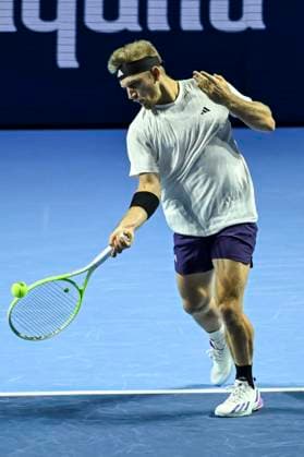26th October 2025; St. Jakobshalle, Basel, Switzerland; 2025 ATP, Tennis Herren Swiss Indoor Tennis Final Day; Alejandro Davidovich Fokina (ESP) in action during the match against Joao Fonseca (BRA) in the final  DavidxEmm