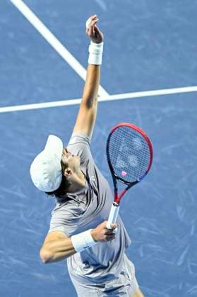 26th October 2025; St. Jakobshalle, Basel, Switzerland; 2025 ATP, Tennis Herren Swiss Indoor Tennis Final Day; Joao Fonseca (BRA) in action during the match against Alejandro Davidovich Fokina (ESP) in the final  DavidxEmm