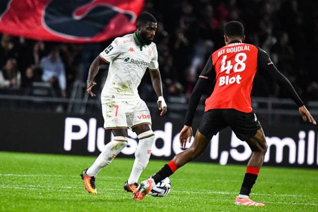 FOOTBALL : Stade Rennais vs OGC Nice - Ligue 1 - JournÃ e 9 - 26 10 2025 Jeremie Boga (OGC Nice) RennesFrance  Copyright: xBaptistexAutissierx