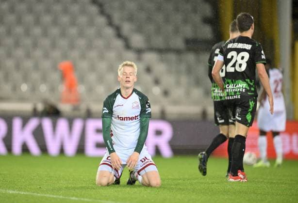 Essevee s Jeppe Erenbjerg reacts during a soccer match between Cercle Brugge and Zulte Waregem, Sunday 26 October 2025 in Brugge, on day 12 of the 2025-2026 Jupiler Pro League first division of the Belgian championship. JOHNxTHYS  x138026335x