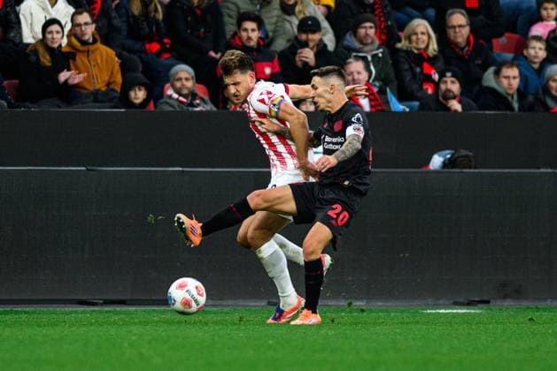 LEVERKUSEN, GERMANY - 26 OCTOBER, 2025: Alejandro Grimaldo - The match of Bundesliga Bayer 04 Leverkusen vs SC Freiburg at BayArena.  Copyright: xVitaliixKliuievx
