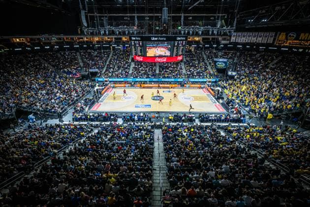 Basketball Berlin 26.10.2025 Saison 2025 2026 easyCredit BBL 1. Bundesliga Männer, Herren Alba Berlin - FC Bayern München Basketball Uber Arena Sportstätte