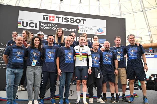 26-10-2025 World Championships Elite Track; Giornata 05; 2025, Italia; Viviani, Elia; Cecchini, Elena; Villa, Marco; Dagnoni, Cordiano; Ferrara, Raffaele; Amadio, Roberto; Santiago Del Cile - Velodromo Penalolen; 