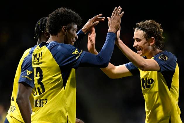 Royale Union Saint-Gilloise v Sint-Truidense VV - Jupiler Pro League BRUSSELS, BELGIUM - OCTOBER 26 : Rodriguez Cortez Kevin Jose forward of Union Saint-Gilloise celebrates scoring a goal during the Jupiler Pro League match between Royale Union Saint-Gilloise and Sint-Truidense VV on October 26, 2025 in Brussels, Belgium, 26 10 2025 Brussels Belgium  Copyright: xDhax