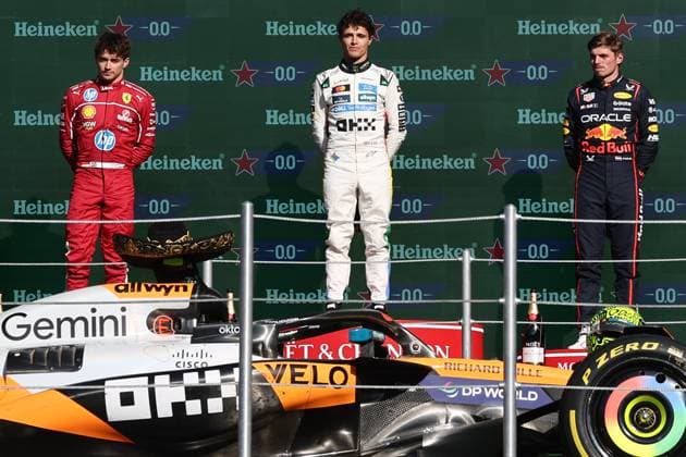 F1 Grand Prix Of Mexico City 2025 Charles Leclerc of Ferrari, Lando Norris of McLaren and Max Verstappen of Red Bull Racing after the Formula 1 Grand Prix of Mexico City at Autodromo Hermanos Rodriguez in Mexico City, Mexico on October 26, 2025. Mexico City Mexico  Copyright: xJakubxPorzyckix originalFilename:porzycki-f1grandp251026_nphiO.jpg