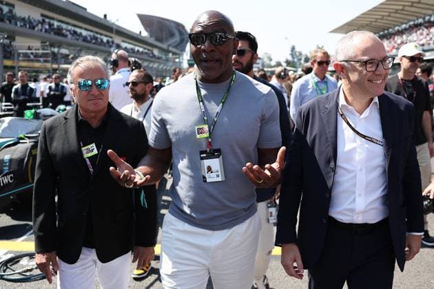 F1 Grand Prix Of Mexico City 2025 Jean Alesi, Evander Holyfield and Stefano Domenicali ahead of the Formula 1 Grand Prix of Mexico City at Autodromo Hermanos Rodriguez in Mexico City, Mexico on October 26, 2025. Mexico City Mexico  Copyright: xJakubxPorzyckix originalFilename:porzycki-f1grandp251026_np5EB.jpg