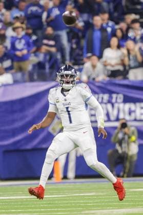October 26, 2025, Indianapolis, Indiana, U.S: Tennessee Titans quarterback Cam Ward (1) watches heÃ¢â‚¬â ¢s pass during the game between the Tennessee Titans and the Indianapolis Colts at Lucas Oil Stadium, Indianapolis, Indiana. Indianapolis U.S - ZUMAs304 20251026_zaf_s304_015 Copyright: xScottxStuartx