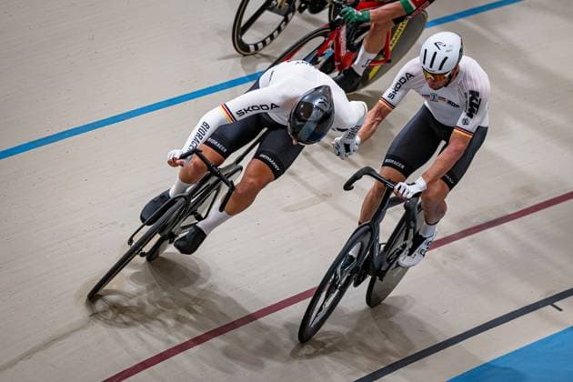 AUGENSTEIN Moritz, KLUGE Roger: UCI Track cycling, Rad, Radsport, Bahnrad, Bahn World Championships 2025 Black - AUGENSTEIN Moritz - RED - KLUGE Roger ( GER ) Gemany Querformat - quer - horizontal - Landscape - Event Veranstaltung: UCI Track Cycling World Championships 2025 - Category Kategorie: Cycling - Track Cycling World Championships - Elite Men - Location Ort: South America Chile - Santiago de Chile - Velodromo Parque Penalolen Instituto - Discipline: Madison - Distance: 50 km - Date Datum: 26.10.2025 Sunday Day 5 -