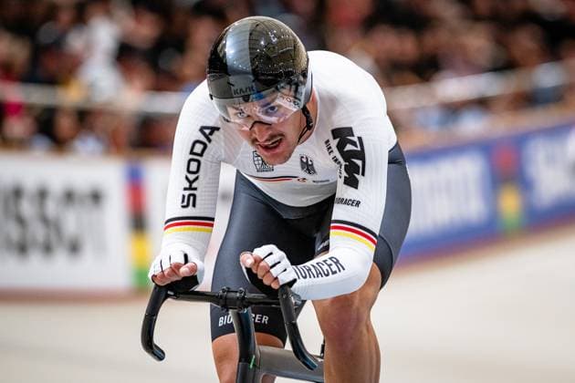 AUGENSTEIN Moritz, KLUGE Roger: UCI Track cycling, Rad, Radsport, Bahnrad, Bahn World Championships 2025 Black - AUGENSTEIN Moritz - RED - KLUGE Roger ( GER ) Gemany Querformat - quer - horizontal - Landscape - Event Veranstaltung: UCI Track Cycling World Championships 2025 - Category Kategorie: Cycling - Track Cycling World Championships - Elite Men - Location Ort: South America Chile - Santiago de Chile - Velodromo Parque Penalolen Instituto - Discipline: Madison - Distance: 50 km - Date Datum: 26.10.2025 Sunday Day 5 -