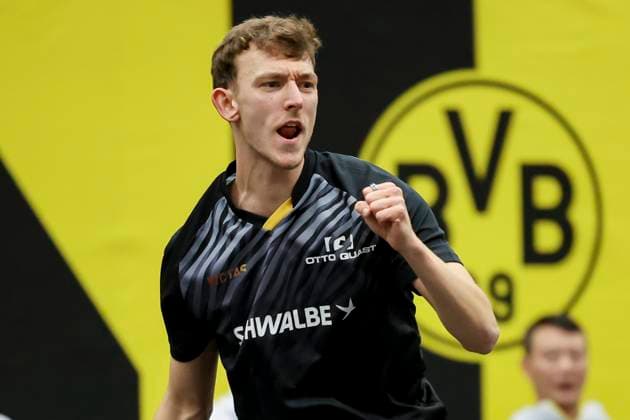 Adrien Rassenfosse (TTC Schwalbe Bergneustadt) jubelt, 1. Tischtennis Bundesliga der Herren, Borussia Dortmund vs TTC Schwalbe Bergneustadt, Bruegmann Sporthalle am 26. October 2025 in Dortmund, Deutschland. (Foto von Marco Steinbrenner DeFodi Images) Adrien Rassenfosse (TTC Schwalbe Bergneustadt) cheers, 1. Tischtennis Bundesliga der Herren, Borussia Dortmund vs TTC Schwalbe Bergneustadt, Bruegmann Sporthalle, October 26, 2025 in Dortmund, Germany. (Photo by Marco Steinbrenner DeFodi Images) Adrien Rassenfosse TTC Schwalbe Bergneustadt cheers, 1 mens table tennis Bundesliga, Borussia Dortmund vs TTC Schwalbe Bergneustadt, Bruegmann Sporthalle, October 26, 2025 in Dortmund, Germany Photo by Marco Steinbrenner DeFodi Images Adrien Rassenfosse TTC Schwalbe Bergneustadt cheers, 1 Mens Table Tennis Bundesliga, Borussia Dortmund vs TTC Schwalbe Bergneustadt, Bruegmann Sporthalle, October 26, 2025 in Dortmund, Germany Photo by Marco Steinbrenner DeFodi Images