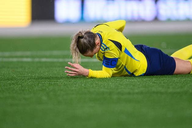 251027 Ellen Wangerheim of Sweden looks dejected during the International Friendly, Länderspiel, Nationalmannschaft under-23 football match between Sweden and Germany on October 27, 2025 in Malmö. Photo: Christoffer Borg Mattisson BILDBYRAN COP 261 CB0483 fotboll football soccer fotball u23 under 23 sverige sweden germany dam bbeng landslag depp Copyright: CHRISTOFFERxBORGxMATTISSON BB251027CB073