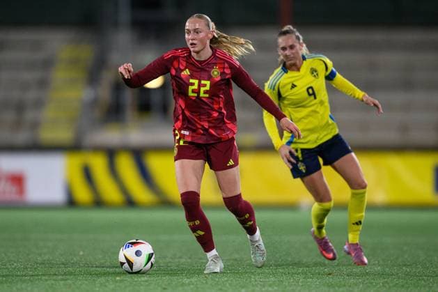 251027 Tessa Blumenberg of Germany during the International Friendly, Länderspiel, Nationalmannschaft under-23 football match between Sweden and Germany on October 27, 2025 in Malmö. Photo: Christoffer Borg Mattisson BILDBYRAN COP 261 CB0483 fotboll football soccer fotball u23 under 23 sverige sweden germany dam bbeng landslag sverige sweden tyskland germany Copyright: CHRISTOFFERxBORGxMATTISSON BB251027CB101