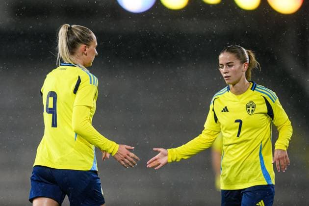 251027 Ellen Wangerheim and Johanna Renmark of Sweden during the International Friendly, Länderspiel, Nationalmannschaft under-23 football match between Sweden and Germany on October 27, 2025 in Malmö. Photo: Christoffer Borg Mattisson BILDBYRAN COP 261 CB0483 fotboll football soccer fotball u23 under 23 sverige sweden germany dam bbeng landslag sverige sweden tyskland germany Copyright: CHRISTOFFERxBORGxMATTISSON BB251027CB117