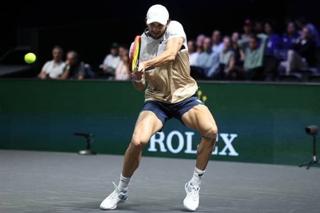 ROLEX PARIS MASTERS TENNIS 2025 Thierry Larret MAXPPP - Nanterre (92) 28 10 2025 Thierry Larret Maxppp. Tennis. Rolex Paris Masters. Paris La Defense, Nanterre (92). Du 25 octobre au 2 novembre 2025. Mardi 28 octobre 2025. Valentin VACHEROT (MON) vs Jiri LEHECKA (CZE). Nanterre (92) PARIS LA DEFENSE ARENA ILE DE FRANCE FRANCE  Copyright: xMAXPPPxThierryxLarretx TLR202510288930 TLR202510288930